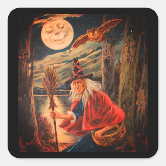 VINTAGE HALLOWEEN ILLUSTRATION CARRÉ STICKERS (Devant)