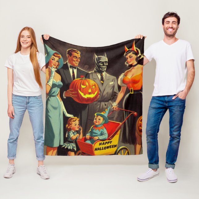 Vintage Halloween-Illustration Fleecedecke (Beispiel)