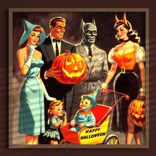 Vintage Halloween-Illustration Poster