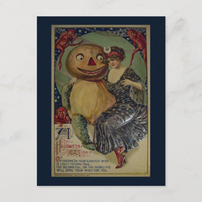 Vintage Halloween-Illustration Postkarte (Vorderseite)