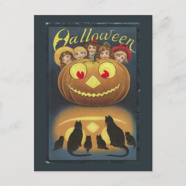 Vintage Halloween-Illustration Postkarte (Vorderseite)