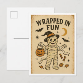 Vintage Halloween in Spaß verpackt Postkarte