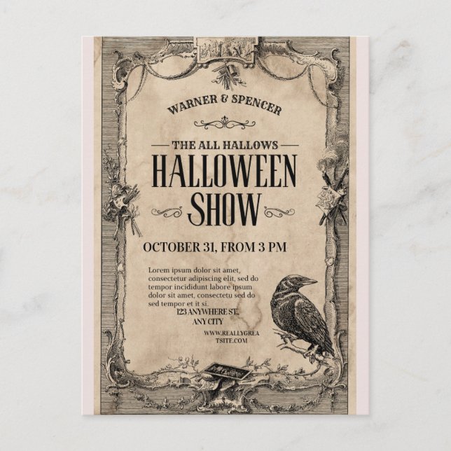 Vintage Halloween Invitation🎃🏴‍☠️ Postkarte (Vorderseite)