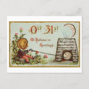 Vintage Halloween-Jack-o-Lantern-Postkarte Postkarte