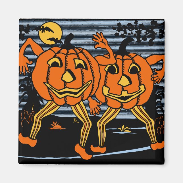 Vintage Halloween Jack O'Lantern Twins Magnet (Devant)