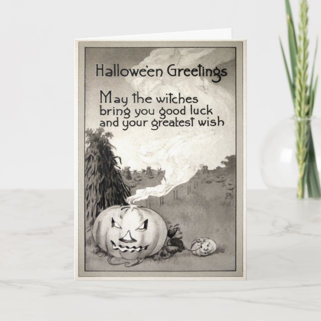 Vintage Halloween-Karte Feiertagskarte (Vorderseite)