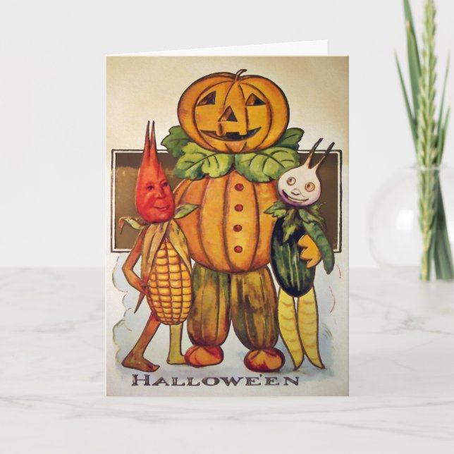 Vintage Halloween-Karte Feiertagskarte (Vorderseite)