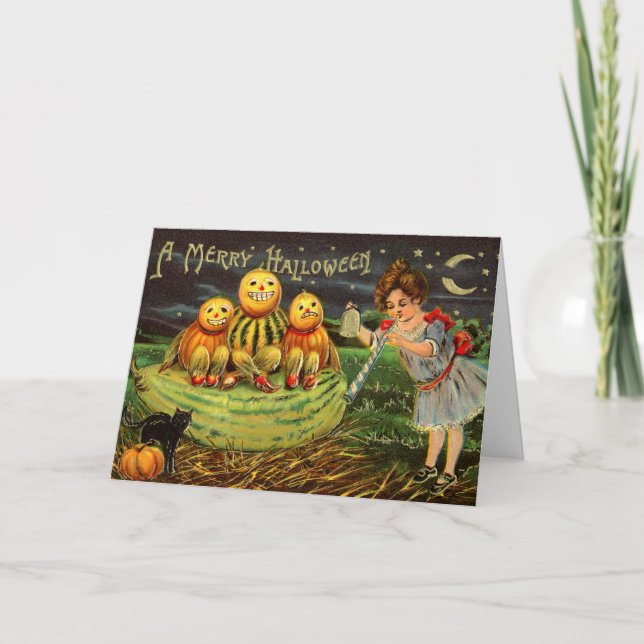 Vintage Halloween-Karte Karte (Vorderseite)
