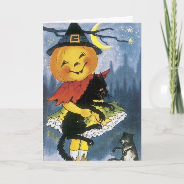 Vintage Halloween-Karte Karte (Vorderseite)