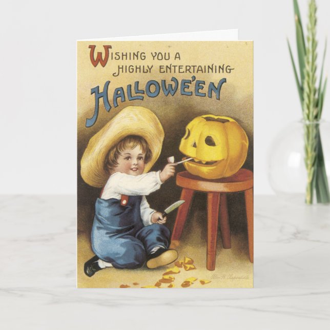 Vintage Halloween-Karte Karte (Vorderseite)