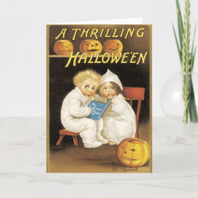 Vintage Halloween-Karte Karte (Vorderseite)