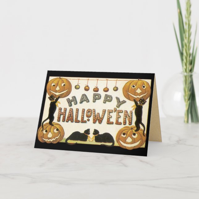 Vintage Halloween-Karte Karte (Vorderseite)