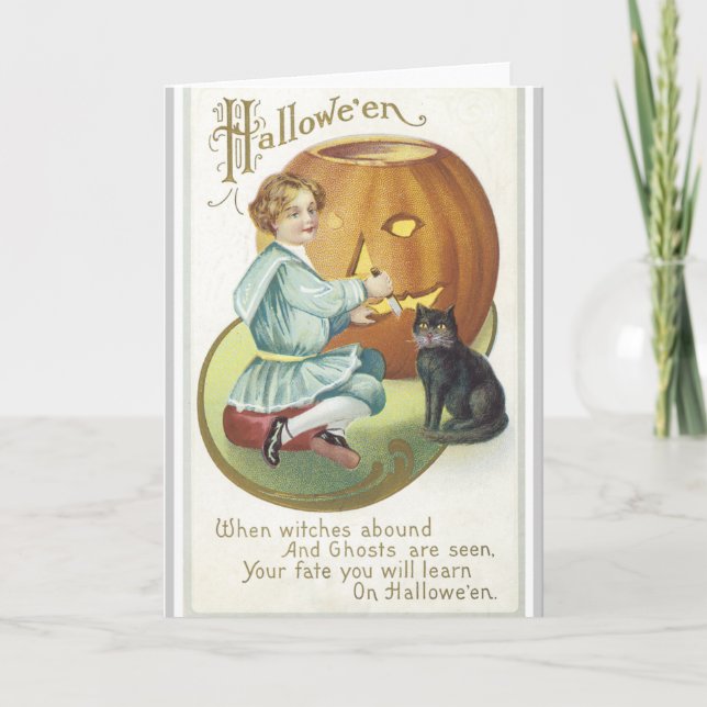 Vintage Halloween-Karte Karte (Vorderseite)