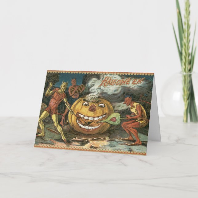 Vintage Halloween-Karte Karte (Vorderseite)