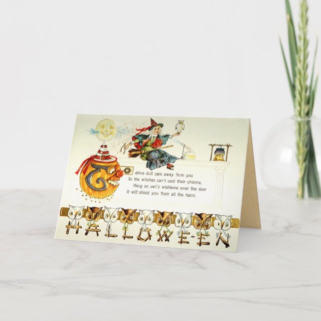Vintage Halloween-Karte Karte (Vorderseite)