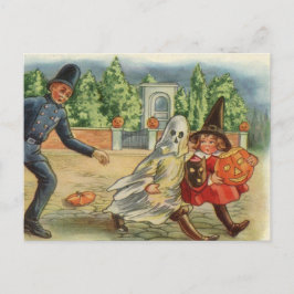 Vintage Halloween-Karte - Polizist u. Kinder Feiertagspostkarte