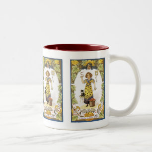 Vintage Halloween-Karte Zweifarbige Tasse