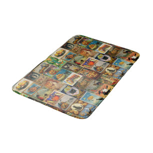 Vintage-Halloween-Karten-Collage Badematte