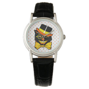 Vintage Halloween-Katze Armbanduhr