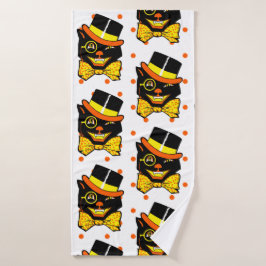 Vintage Halloween-Katze Badehandtuch