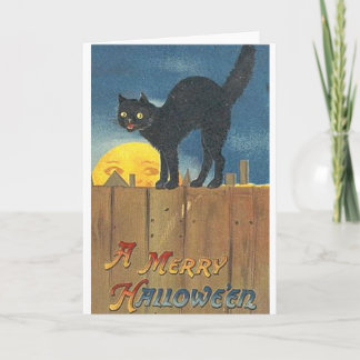 Vintage Halloween-Katze Karte