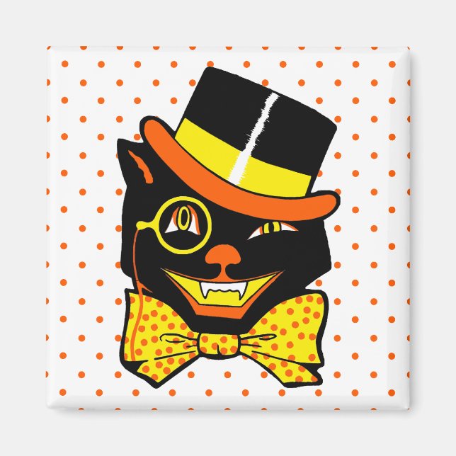 Vintage Halloween-Katze Magnet (Vorne)