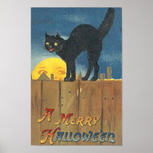 Vintage Halloween-Katze Poster