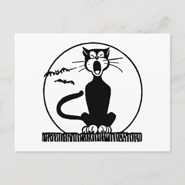 Vintage Halloween-Katze Postkarte (Vorderseite)