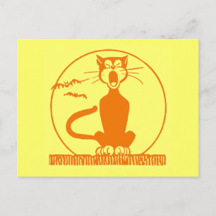 Vintage Halloween-Katze Postkarte