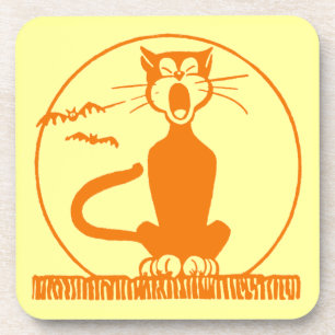 Vintage-Halloween-Katze Untersetzer