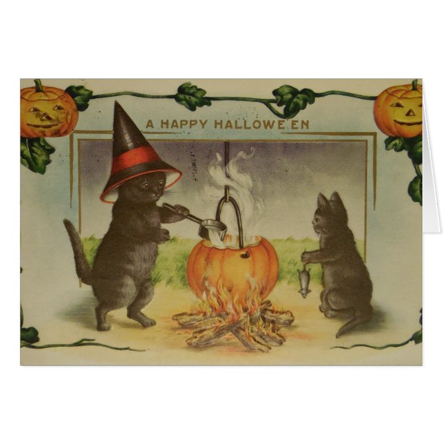 Vintage Halloween-Katzen (Vorderseite (Horizontal))