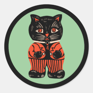 Vintage-Halloween-Katzen-Aufkleber Runder Aufkleber