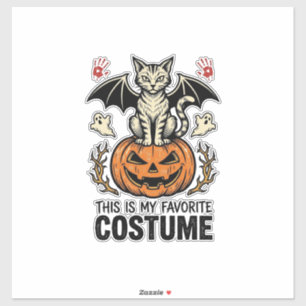 Vintage-Halloween-Katzen-Kürbis-Kostüm-Shirt-Desig Aufkleber