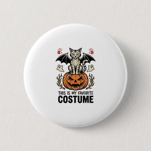 Vintage-Halloween-Katzen-Kürbis-Kostüm-Shirt-Desig Button