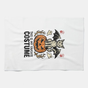 Vintage-Halloween-Katzen-Kürbis-Kostüm-Shirt-Desig Geschirrtuch