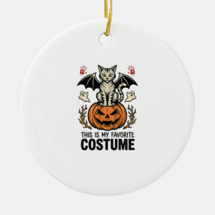 Vintage-Halloween-Katzen-Kürbis-Kostüm-Shirt-Desig Keramik Ornament