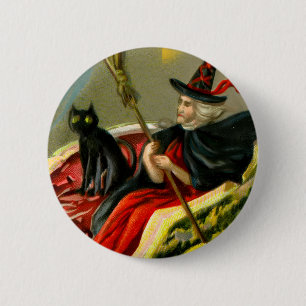 Vintage Halloween-Katzenjacke Button
