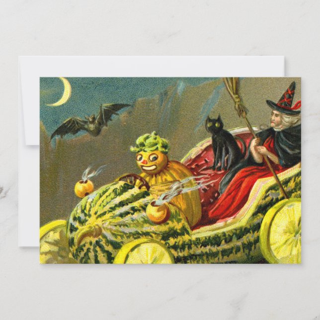 Vintage Halloween-Katzenjacke Feiertagskarte (Vorderseite)