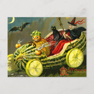 Vintage Halloween-Katzenjacke Feiertagspostkarte