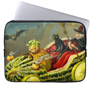 Vintage Halloween-Katzenjacke Laptopschutzhülle