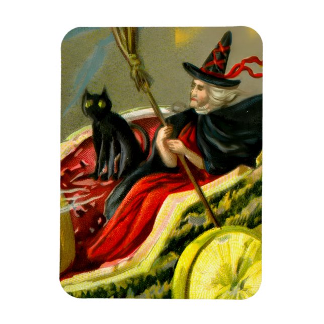 Vintage Halloween-Katzenjacke Magnet (Vertikal)