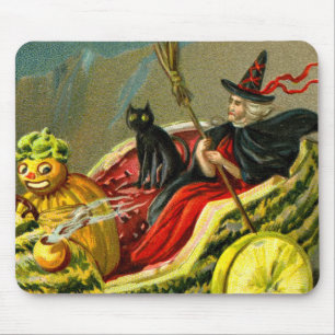 Vintage Halloween-Katzenjacke Mousepad