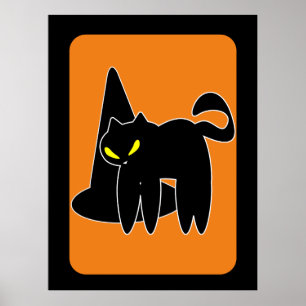 Vintage Halloween-Katzenwitsche Poster
