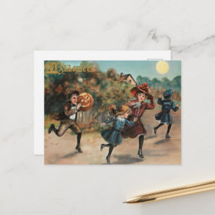 Vintage-Halloween-Kinder-Lauf-Postkarte Feiertagspostkarte