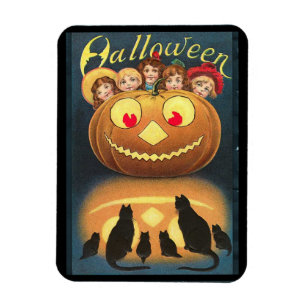 Vintage Halloween-Kinder verstecken sich hinter Kü Magnet