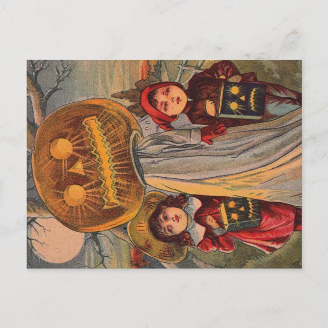 Vintage Halloween-Kindereinladung Postkarte (Vorderseite)