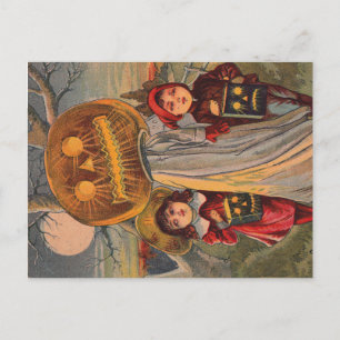 Vintage Halloween-Kindermitteilungs-Postkarte Ankündigungspostkarte