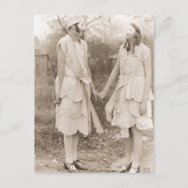 Vintage Halloween-Kostüme Postkarte (Vorderseite)