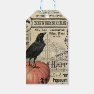 Vintage Halloween-Krähe Geschenkanhänger