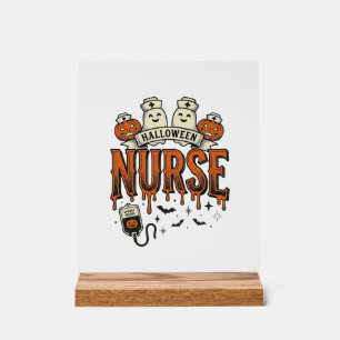 Vintage-Halloween-Krankenschwester-Geist-Kürbis-De Acrylschild